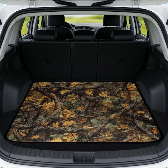 COEQINE Cargo Liner for Dogs, Cute Trunk Floor Mat Durable Pet Cargo Mat for Cats, Auto Interior Accessories Decor with Non-slip Backing, Camo Hunting Branch Leaf