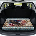 thumbnail image 1 of COEQINE Cargo Mat for SUV, All Weather Washable Trunk Protection Stylish Dog Seat Cover Auto Interior Accessories for Dogs Cats, 29" x 39", Aztec Eagle American Flag Blue, 1 of 7