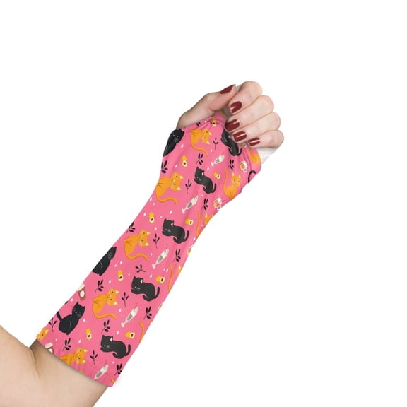 COEQINE Cartoon Cat Arm Cast Covers Broken Arm Shower Sleeve Elbow Protection Cover Easy to Clean Wrist Cast Cover Soft Arm Cast Protector for Women Men Kids Small
