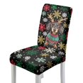 thumbnail image 1 of COEQINE Chair Slipcover Set of 2, Removable Universal Fit Parsons Chair Covers, Machine Washable Polyester Spandex Seat Protector for Wedding Home Decor, Christmas Dachshund Snowflake, 1 of 7