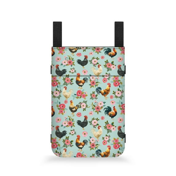 COEQINE Chicken Crutch Pouch Floral Compartments Adjustable Crutch Organizer Pouch Large Capacity Crutch Storage Bag Broken Foot Underarm Crutch Pouch for Elderly