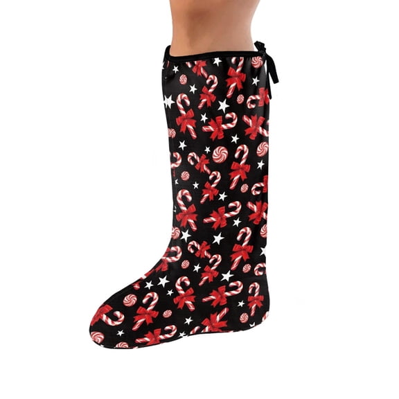 COEQINE Christmas Candy Leg Cast Covers Below The Knee Leg Cast Sleeve Machine Washable Cast Protector Cover Knee Cast Sock Christmas Decorative Leg Plaster Cover Size L