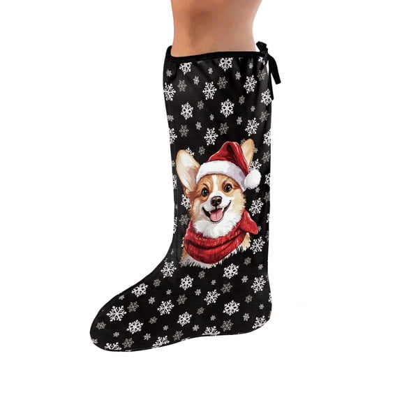 COEQINE Christmas Corgi Leg Cast Cover Below The Knee Leg Cast Sleeve Soft Cast and Bandage Protector Outdoor Leg Protection Cover Xmas Decorative Cast Covers Large