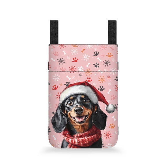 COEQINE Christmas Crutch Case Dachshund Underarm Crutches Attachment Hanging Pouch Compartments Adjustable Crutch Organizer Pouch Crutch Pocket Pouch Christmas Crutch Decor