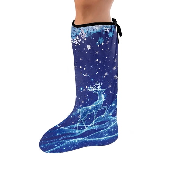 COEQINE Christmas Deer 2 Packs Leg Cast Covers Outdoor Protection Leg Cover Knee Cast Sock Soft Fabric Leg Plaster Sleeve Stretch Fabric Leg Cast Protector for Women Girls Medium