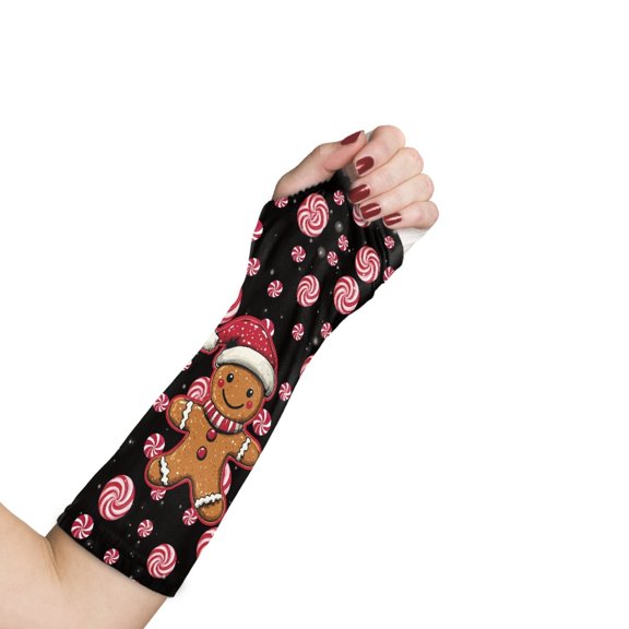 COEQINE Christmas Gingerbread Man Arm Cast Cover Fabric Protectors for Wounds Removable Breathable Soft Arm Cast Protector Christmas Decorative Arm Plaster Cover Large