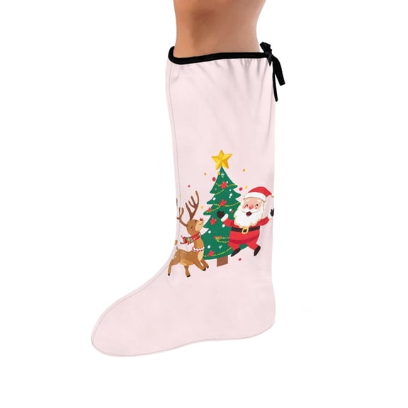 COEQINE Christmas Leg Cast Cover Deer Tree Cast Sleeve for Foot Leg Protector Stylish Cast Socks Cover Removable Broken Leg Shower Cast Cover Christmas Gifts for Friends Size L