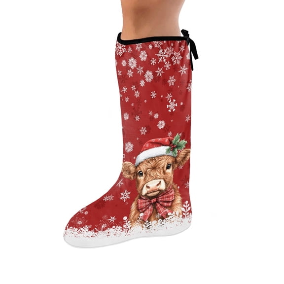 COEQINE Christmas Leg Cast Cover Highland Cow Outdoor Protection Leg Cover Anti Scratch Cast and Bandage Protector Easy to Clean Knee Cast Sock Christmas Gifts for Kids Girls Small