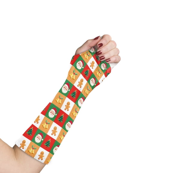 COEQINE Christmas Santa Claus Arm Cast Cover Teens Long Full Arm Cast Protector with A Thumb Hole Decorative Arm Plaster Cover Christmas Gifts for Kids Girls Medium