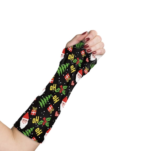COEQINE Christmas Santa Claus Arm Cast Cover Teens Long Full Arm Cast Protector Washable Cast and Bandage Protector Breathable Christmas Decorative Arm Cast Cover Size S