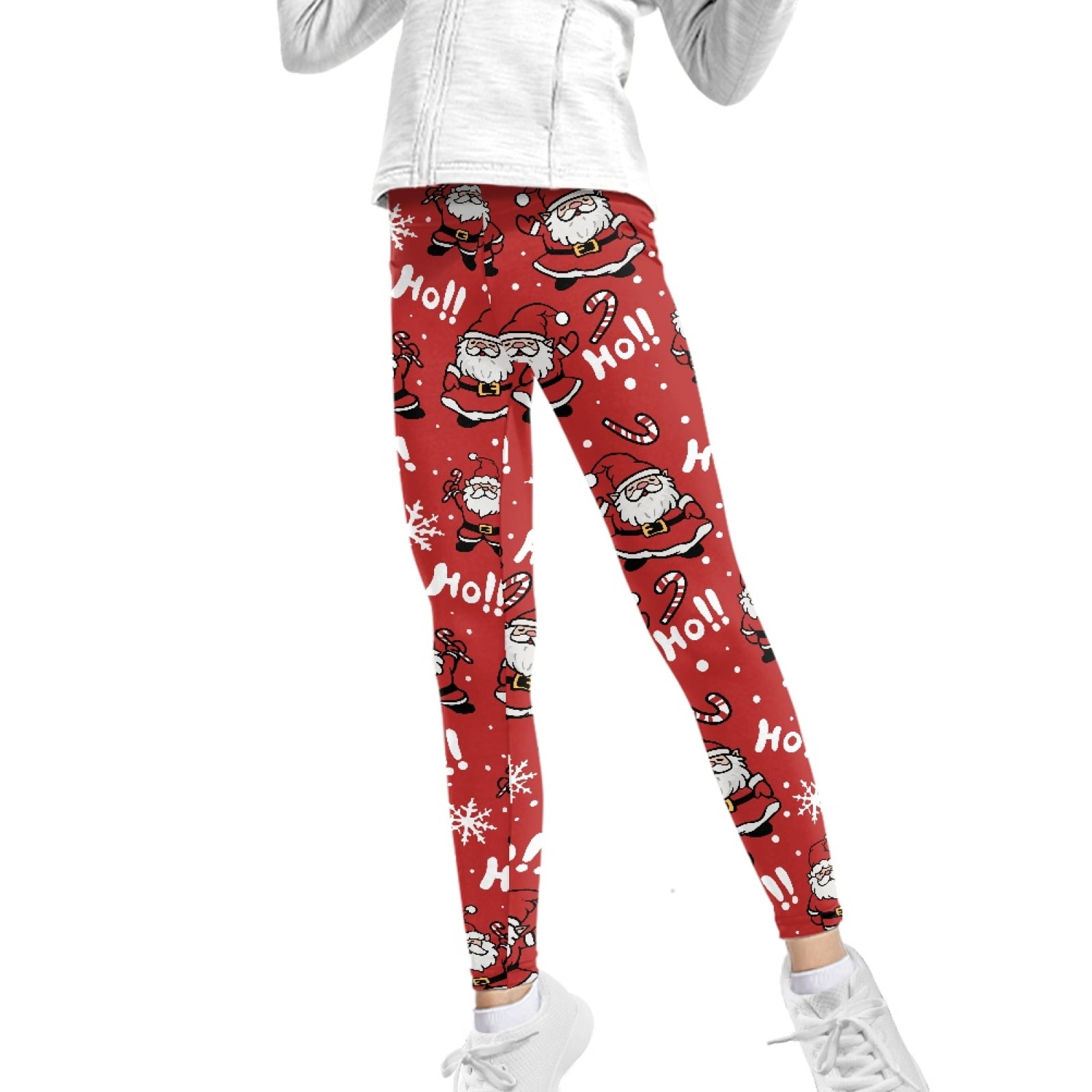 Stretch Santa COEQINE Christmas Santa Claus Ho Red Girls' Sport Legging High Waist ...