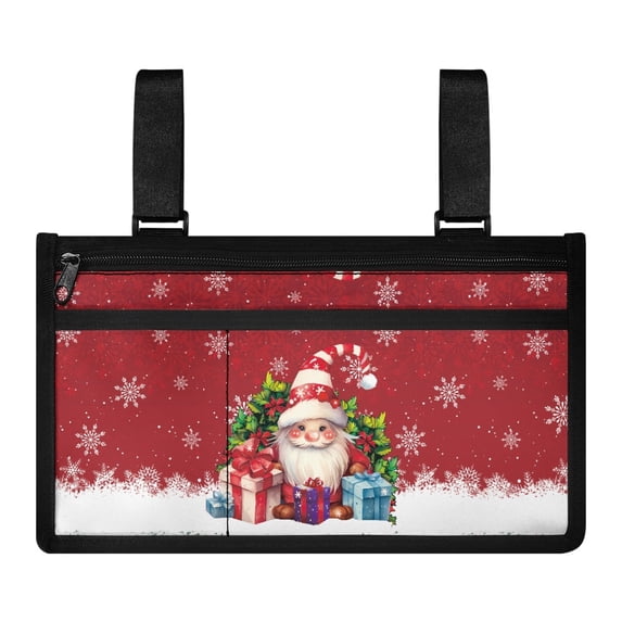 COEQINE Christmas Santa Claus Wheelchair Armrest Side Hanging Storage Bag for Adults Wheelchair Side Organizer Storage Bag Armrest Pouch Power Wheelchair Side Bag Armrest Pouch