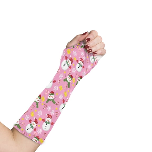 COEQINE Christmas Snowman Arm Cast Cover Size M Arm Shower Cover Post Surgery Machine Washable Wrist Elbow Cast Wound Scratcher Covers Christmas Gifts for Kids Girls