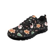 COEQINE Christmas Women Tennis Shoes Snowman Gingerbread Man Xmas Tree Snowflake Fashion Sneakers Work Shoes Lightweight Mens Athletic Sneakers Footwear for Travel Outdoor Sport Camping, Black
