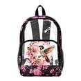 thumbnail image 1 of COEQINE Clear Backpack for School Multi-Pocket Bookbag PVC Polyester See Through Book Bag with Padded Shoulder Straps, Heavy Duty Work Bag Transparent Daypack, Hummingbird Cherry Blossom, 1 of 7