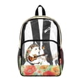 thumbnail image 1 of COEQINE Clear School Backpack for Girls, 17 Inch Transparent PVC Book Bag Heavy Duty See Through Bookbag for Women, Lightweight Travel Daypack for College Work, Flower Hedgehod Guitar, 1 of 7