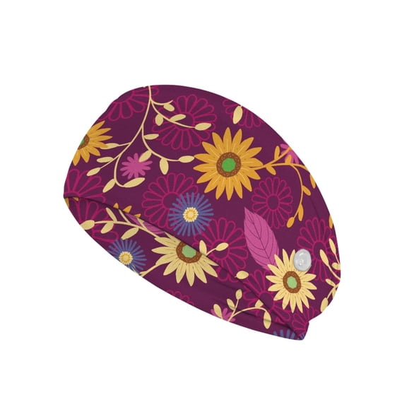 COEQINE Colorful Floral Nurse Button Headband Nurse Headbands Bulk Sports Headbands for Teens Medical Headbands With Buttons Headbands with Button for Mask Nurse Headbands Elastic