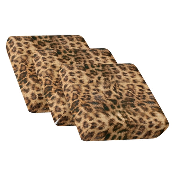 COEQINE Couch Cover Stretch Spandex Fabric Sofa Seat Cover Sets Seat Cushion Slipcover Pet Friendly Dog Couch Cushion Slipcover for Pets, Kids, 3 Pieces, Leopard Print Brown