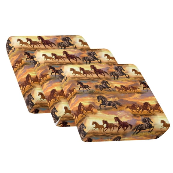 COEQINE Couch Cushion Slipcover 3 Pieces Individual Sofa Cushion Slipcover Soft Armchair Cushion Cover Washable Furniture Protector with Elastic Bands, Western Horse