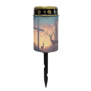 COEQINE Cross Solar Lights Cemetery Solar Lights for Grave Solar Candle Solar Lantern Light Walkway Lights Waterproof Landscape Lighting for Loss of Loved One, Deer Cross Galaxy Star