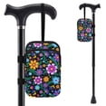 thumbnail image 1 of COEQINE Crutch Accessories Pouch Walking Stick Bag Hippie Flower Leaf Forearm Crutch Bag, Mobility Aid Bag, Large Capacity, Lightweight, for Forearm & Elbow Crutches, 1 of 7