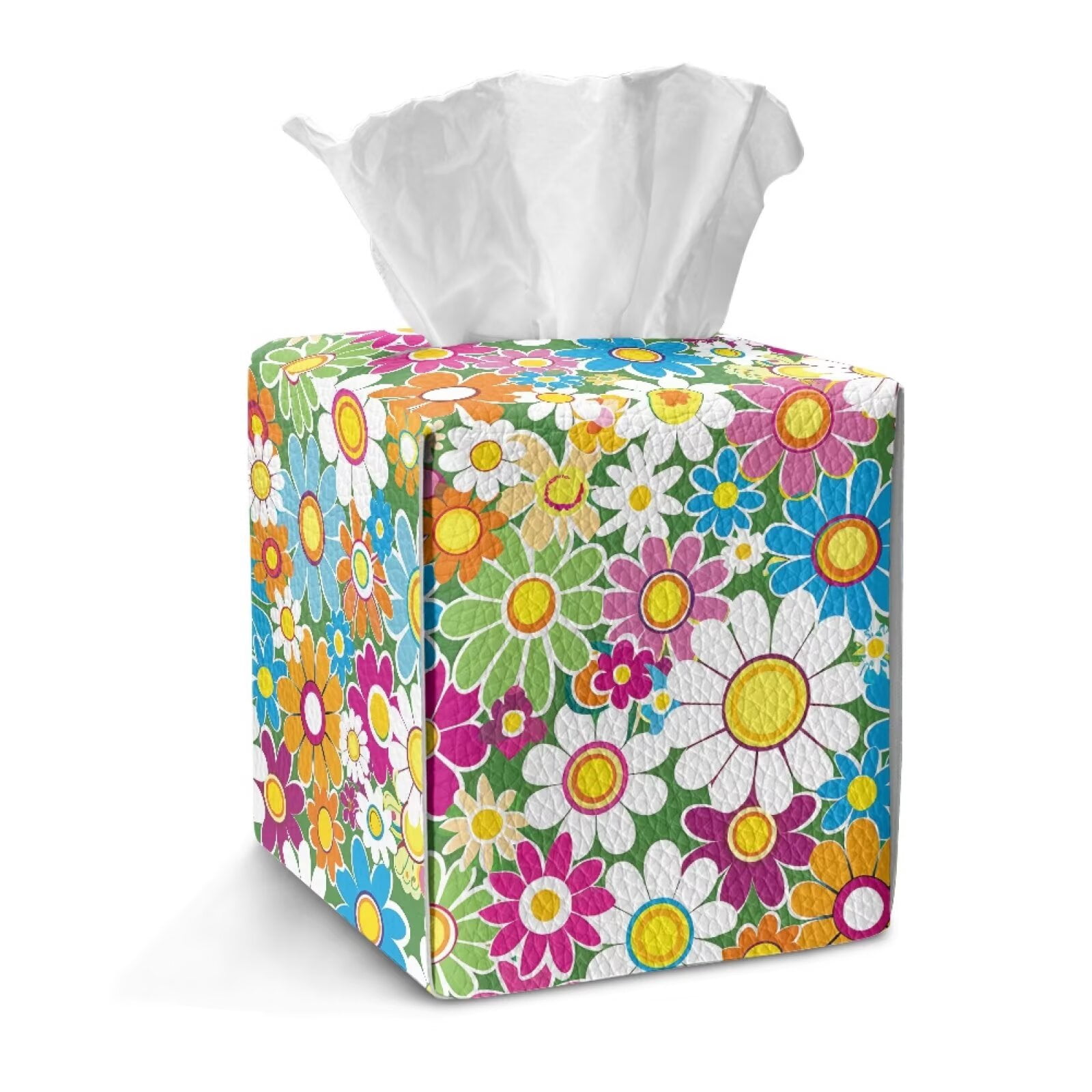 COEQINE Cube Tissue Box Cover PU Leather Square Facial Tissue Case ...