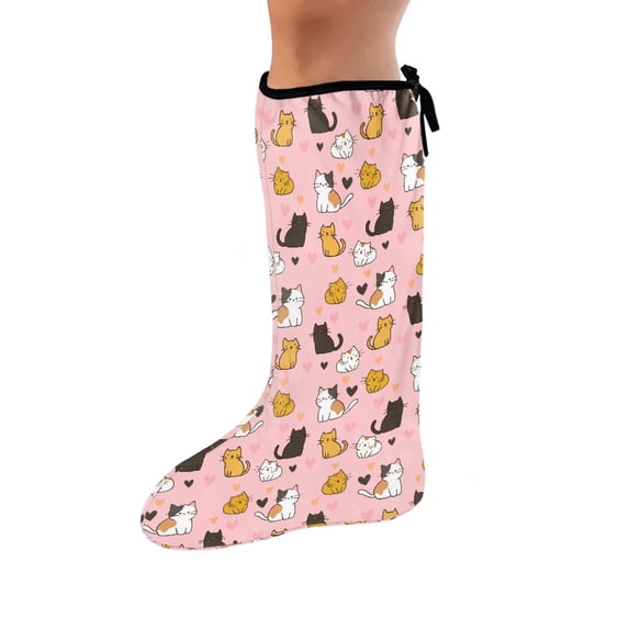 COEQINE Cute Cat 2 Piece Leg Cast Covers Medium Outdoor Leg Protection Cover Soft Fabric Leg Plaster Sleeve Reusable Leg Cast Covers for Shower Stylish Cast Socks Cover for Kids Girls