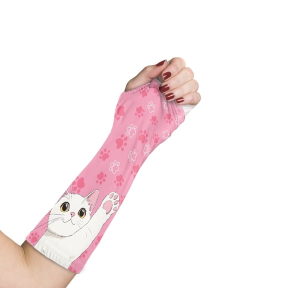 COEQINE Cute Cat Arm Cast Covers Decorative Arm Plaster Cover Kids Arm Cast Cover Breathable Soft Arm Cast Protector Elbow Protection Cover for Kids Girls Size M