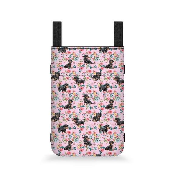 COEQINE Dachshund Crutch Case Flower Underarm Crutches Attachment Hanging Pouch Water-Resistant Mobility Cane Pouch Crutch Carrying Pouch for Crutches Walker Wheelchairs