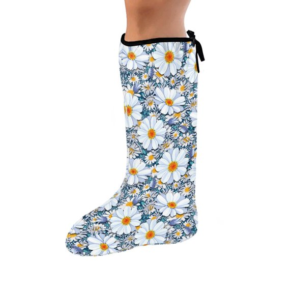 COEQINE Daisy 2 Pack Leg Cast Covers Cast Sleeve for Foot Leg Protector Bandage Protector Elastic Cast Socks Cover Cast Machine Washable Cast Scratcher Sleeve for Women Girls Size M