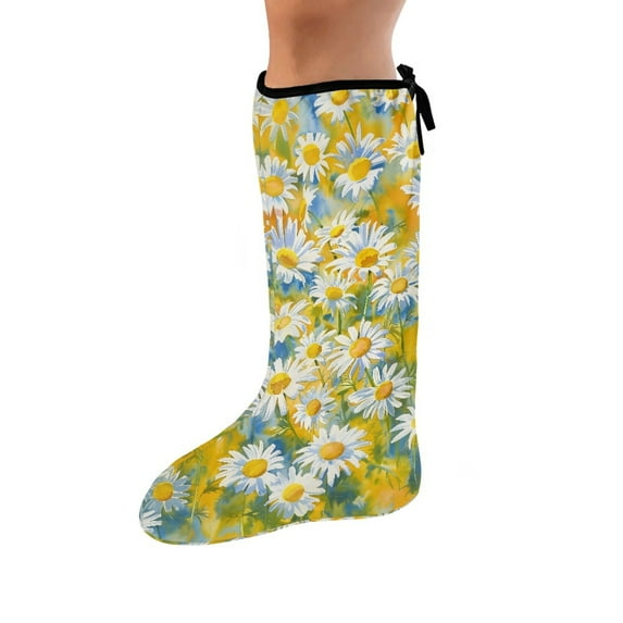 COEQINE Daisy 2 Packs Leg Cast Covers Outdoor Protection Leg Cover Knee Cast Sock Large Anti Scratch Below The Knee Leg Cast Sleeve Stylish Cast Socks Cover for Women Men Seniors