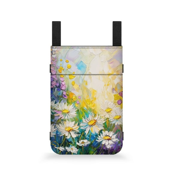 COEQINE Daisy Crutch Case Oil Paint Storage Organizer for Underarm Crutches Medical Crutch Accessories with Key and Wallet Mobility Cane Pouch for Women Gifts for Women Friends