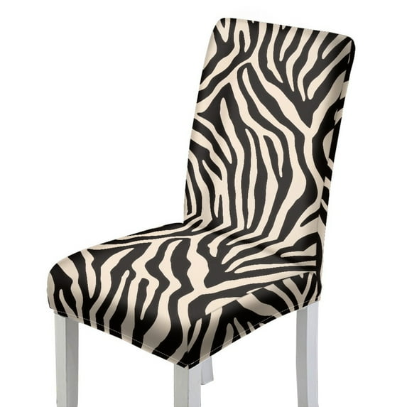 COEQINE Dining Chair Slipcovers Set of 1, Machine Washable Stretchable Chair Covers for Dining Chairs, Universal Fit Polyester Spandex for Stain & Scratch Protection, Zebra Print Beige