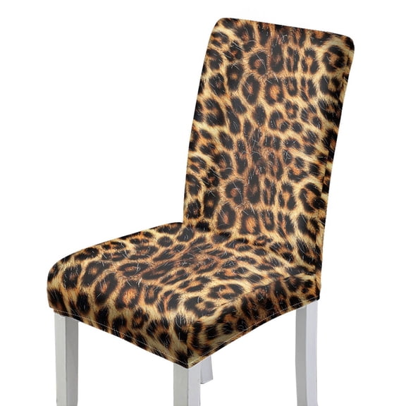 COEQINE Dining Room Chair Cover Set of 1, Stretchable Slipcover Machine Washable for Furniture Protection, Universal Fit for Most Dining Chairs, Brown Leopard Print
