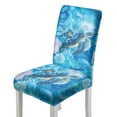 thumbnail image 1 of COEQINE Dining Room Chair Slipcovers Set of 1, Stretchable Universal Fit Chair Protector Polyester Spandex Machine Washable Covers for Dining Room, Hotel, Ceremony, Sea Turtle Flower Blue, 1 of 7