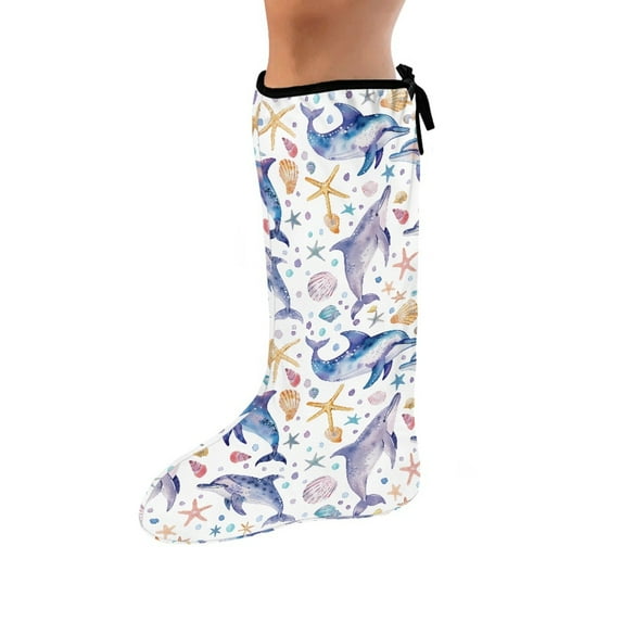 COEQINE Dolphin Starfish Leg Cast Cover 2 Piece Size L Elastic Cast Socks Cover Cast Short Foot Cast Cover Soft Fabric Leg Plaster Sleeve Decorative Leg Plaster Cover for Kids Girls