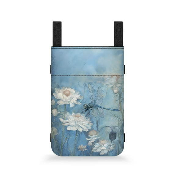 COEQINE Dragonfly Crutch Case Flower Compartments Adjustable Crutch Organizer Pouch Medical Crutch Accessories Crutch Organizer Pouch for Personal Belongings and Devices