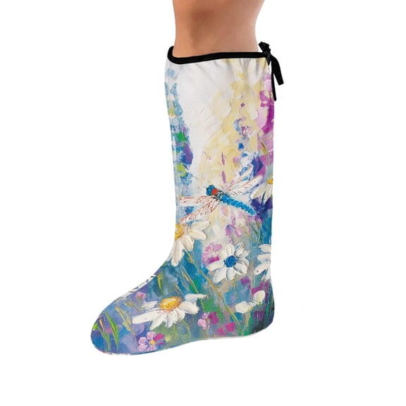 COEQINE Dragonfly Flower Leg Cast Cover 2 Piece Outdoor Protection Leg Cover Leg Plaster Sleeve Small Reusable Cast Covers for Shower Leg Short Foot Cast Cover Gifts for Friends