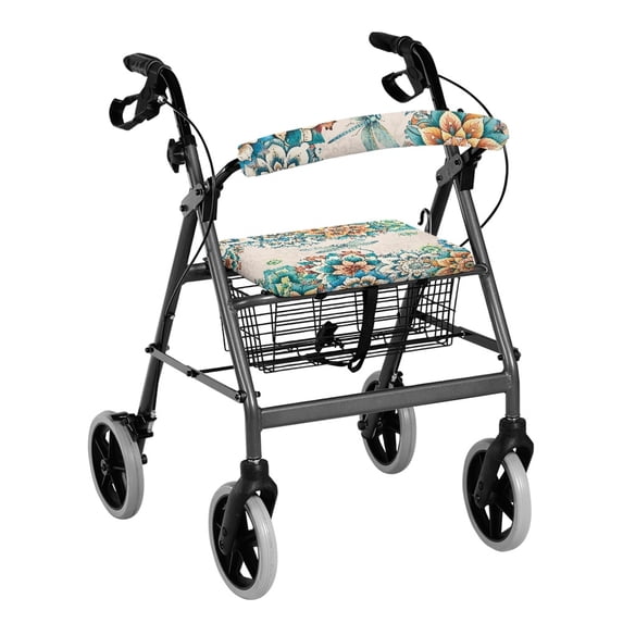 COEQINE Dragonfly Rollator Walker Seat and Backrest Rollbar Covers Set Boho Mandala Walker Protection Decor Covers Rollator Walker Seat and Backrest Covers Set Suitable for Parks