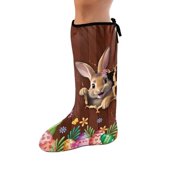 COEQINE Easter Leg Cast Cover Rabbit Below The Knee Leg Cast Sleeve Knee Cast Sock Size L Reusable Cast Covers for Shower Leg Washable Leg Cast Protector Decorative Cast Covers