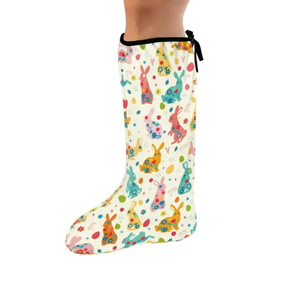 COEQINE Easter Leg Cast Covers Rabbit Short Foot Cast Cover Bandage Protector Stylish Cast Socks Cover Reusable Leg Cast Cover for Showering Easter Decorative Leg Cast Cover Small