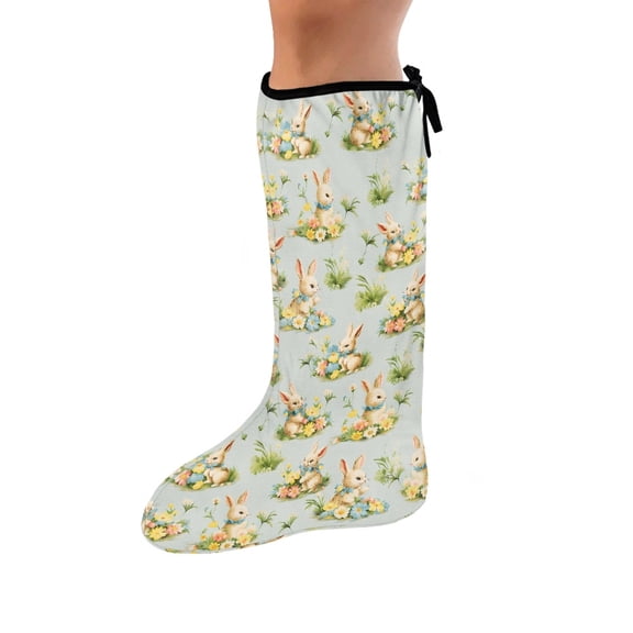 COEQINE Easter Rabbit Leg Cast Covers Size M Stretch Fabric Leg Cast Protector Washable Cast and Bandage Protector Removable Wound Care Supplies Easter Gifts for Friends