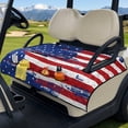 thumbnail image 1 of COEQINE Easy-Carry Golf Cart Seat Cover, Foldable Design with Handle for Storage, Universal Size Quilted Polyester, 4 Front Pockets, Machine Washable, Fashion American Flag, 1 of 8