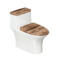 thumbnail image 1 of COEQINE Easy Installation Toilet Cover 2 Pcs Set Machine Washable Stretchable Replacement Toilet Lid Dust Cover Set Brown Wood Grain Durable Bathroom Decor Accessories, 1 of 7