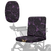 COEQINE Electric Wheelchair Seat Cover Polyester Fabric Protector Accessories for Mobility Scooter, Power Chair Seat Cover Prevent Wind, Dust, Sun, Gothic Rose Butterfly
