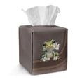 thumbnail image 1 of COEQINE Facial Tissue Box Holder PU Leather Creative Cube Tissue Holder Organizer Space Saving for Living Room, Kitchen, Office, Car, RV, Outdoor Tent, Frog Daisy Brown, 1 of 7
