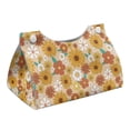 thumbnail image 1 of COEQINE Facial Tissue Box Holder PU Leather Rectangle Napkin Tissue Holder Organizer for Vanity Countertop, Nightstand, Dinnning Table, 7.95"X4.92"X4.52", Sunflower Hippie Flower Yellow, 1 of 7