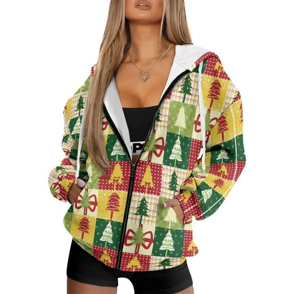 COEQINE Fashion Oversized Sweatshirts Women's Full Zip Up Hoodie Black Cats and Colorful Flowers Pattern Y2K Jacket Long Sleeve Casual Wear Fall Outfits with Pockets, 2XL