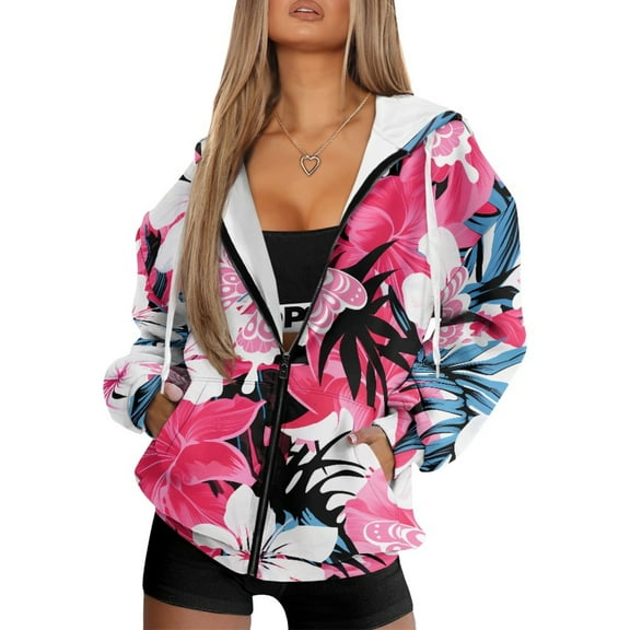 COEQINE Fashion Soft Sweatshirts Women's Oversized Full Zipper Hoodie Bat Star Print Long Sleeve Y2K Tops for Women with Pockets Fall Winter Outfits Jacket Casual Wear, XL