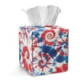 thumbnail image 1 of COEQINE Faux Leather Napkin Tissues Organizer Square Tissue Holder Easy Refill Table Dryer Sheet Dispenser for Bedroom Dresser Nightstand 4th of July Decor, American Flag Tie-dye, 1 of 7